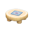 Log Round Table (White Wood - Quilted) NH Icon.png