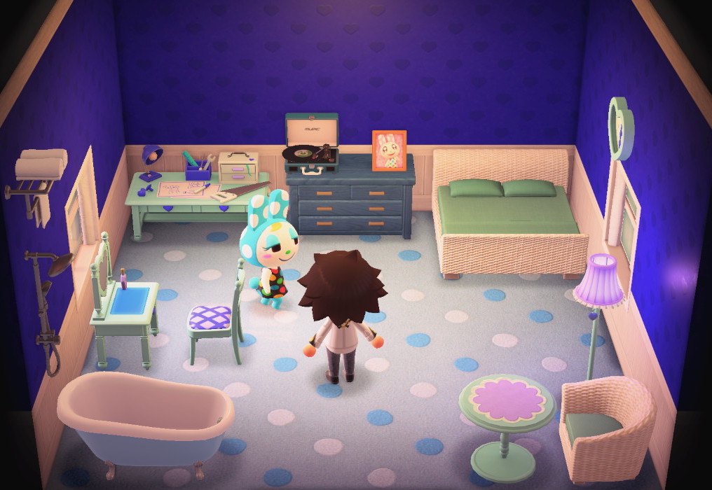 Interior of Francine's house in Animal Crossing: New Horizons
