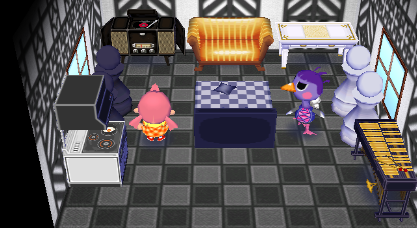 Interior of Queenie's house in Animal Crossing: City Folk