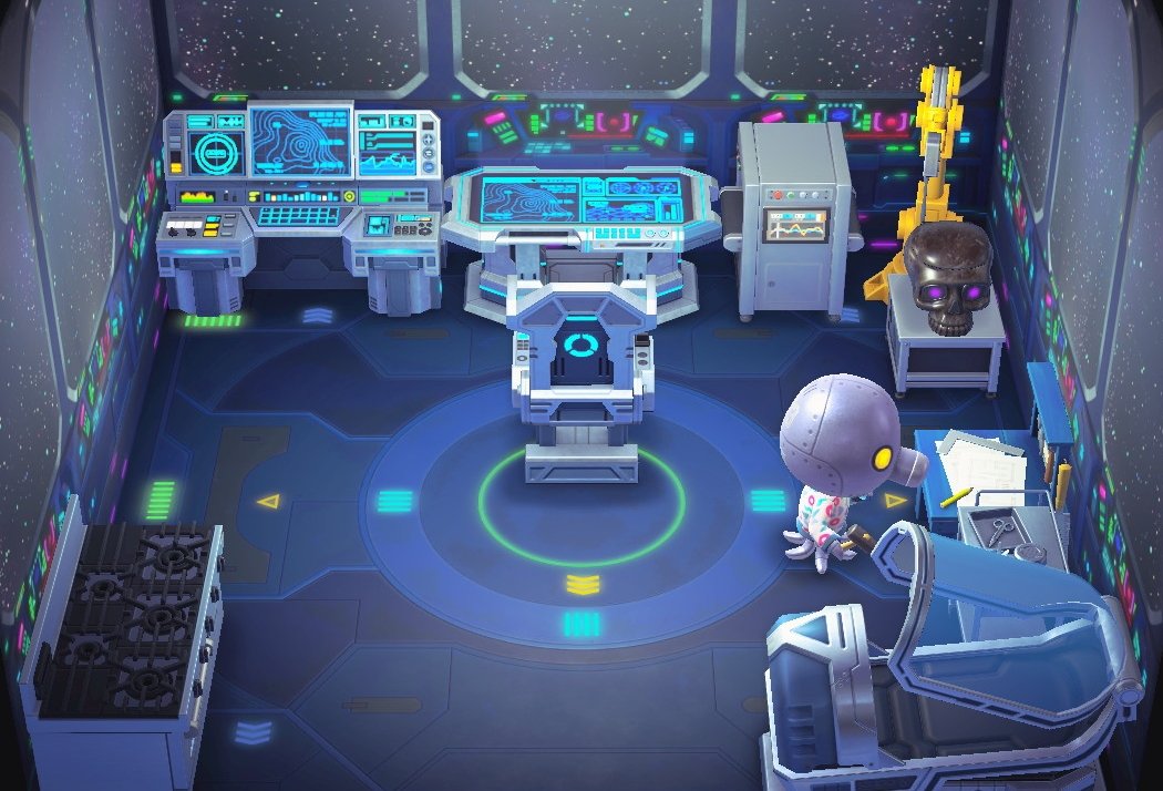 Interior of Cephalobot's house in Animal Crossing: New Horizons