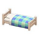 Wooden Simple Bed (White Wood - Blue) NH Icon.png