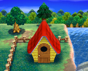 Default exterior of Apple's house in Animal Crossing: Happy Home Designer