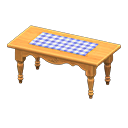 Ranch Tea Table (Natural - Blue Gingham) NH Icon.png