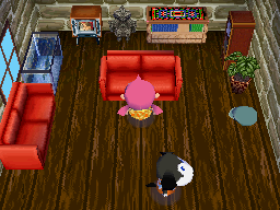 Interior of Walker's house in Animal Crossing: Wild World