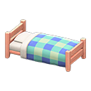 Wooden Simple Bed (Pink Wood - Blue) NH Icon.png