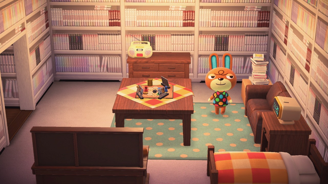 Interior of Claude's house in Animal Crossing: New Horizons