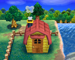 Default exterior of Olivia's house in Animal Crossing: Happy Home Designer