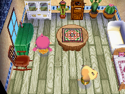 Interior of Goldie's house in Animal Crossing: Wild World