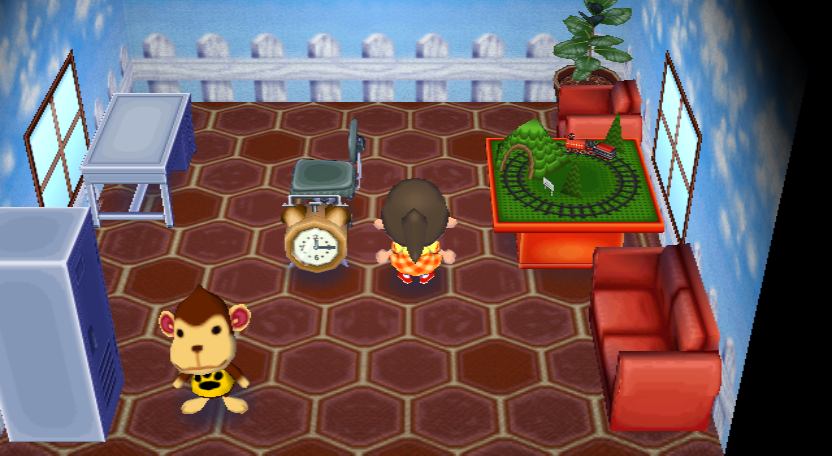 Interior of Champ's house in Animal Crossing: City Folk