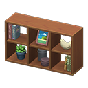 open wooden shelves