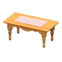 Ranch Tea Table (Natural - Pink Gingham) NH Icon.png