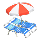 Beach Chairs with Parasol (Blue - Red & White) NH Icon.png