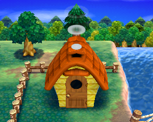 Default exterior of Purrl's house in Animal Crossing: Happy Home Designer