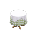 Small Covered Round Table (White - Green Gingham) NH Icon.png