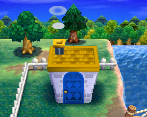 Default exterior of Boomer's house in Animal Crossing: Happy Home Designer