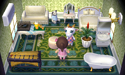 Interior of Chevre's house in Animal Crossing: New Leaf