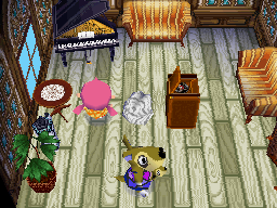 Interior of Kitt's house in Animal Crossing: Wild World