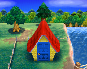 Default exterior of Mira's house in Animal Crossing: Happy Home Designer