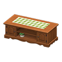 Ranch Lowboard (Dark Brown - Green Gingham) NH Icon.png