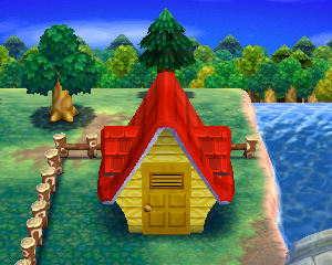 Default exterior of Amelia's house in Animal Crossing: Happy Home Designer