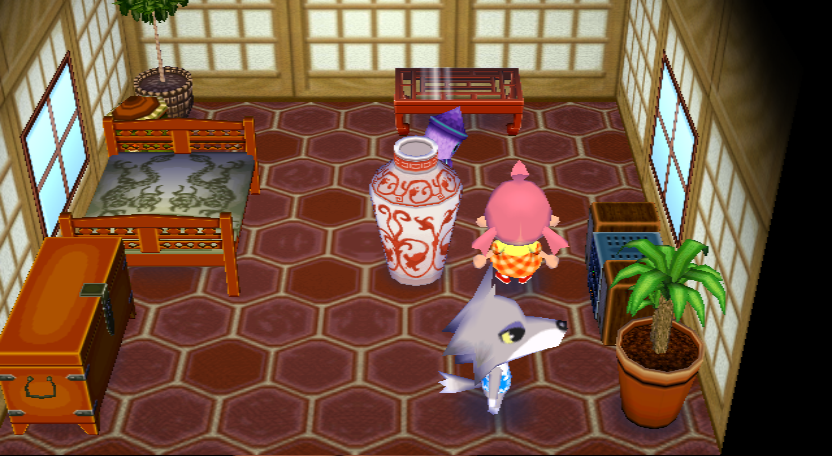 Interior of Fang's house in Animal Crossing: City Folk