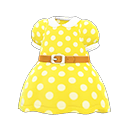 Belted Dotted Dress (Yellow) NH Storage Icon.png
