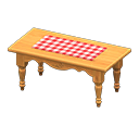 Ranch Tea Table (Natural - Red Gingham) NH Icon.png