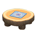 Log Round Table (Dark Wood - Quilted) NH Icon.png