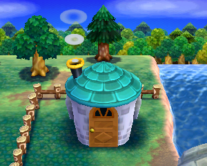 Default exterior of Gigi's house in Animal Crossing: Happy Home Designer