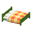 Wooden Double Bed (Green - Orange) NH Icon.png