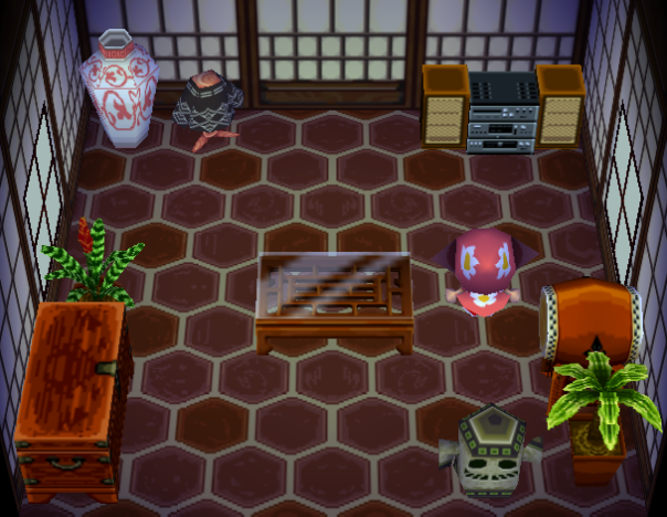Interior of Fang's house in Animal Crossing
