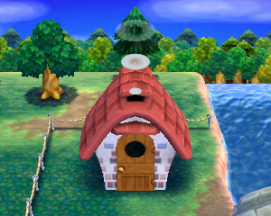 Default exterior of Merry's house in Animal Crossing: Happy Home Designer
