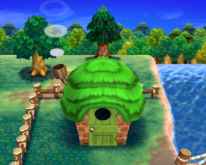 Default exterior of Leila's house in Animal Crossing: Happy Home Designer
