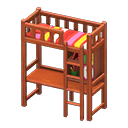 Loft Bed with Desk (Brown - Red Stripes) NH Icon.png