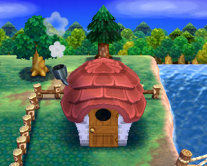 Default exterior of Tia's house in Animal Crossing: Happy Home Designer