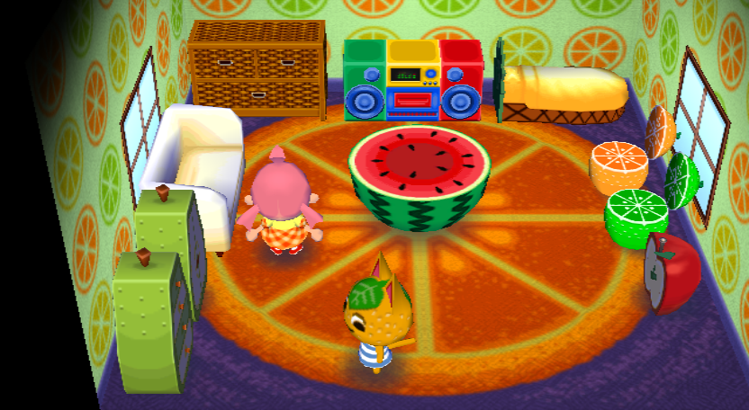 Interior of Tangy's house in Animal Crossing: City Folk