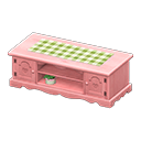 Ranch Lowboard (Pink - Green Gingham) NH Icon.png
