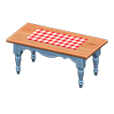 Ranch Tea Table (Blue - Red Gingham) NH Icon.png