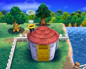 Default exterior of Truffles's house in Animal Crossing: Happy Home Designer