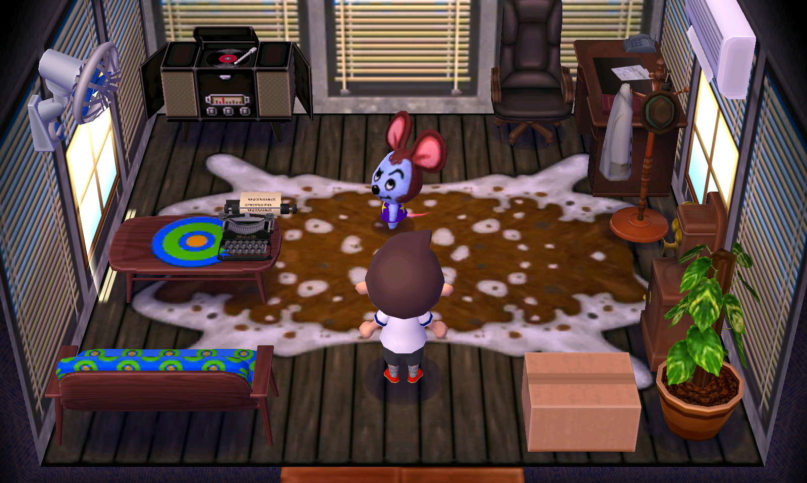 Interior of Moose's house in Animal Crossing: New Leaf