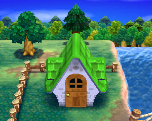 Default exterior of Mac's house in Animal Crossing: Happy Home Designer