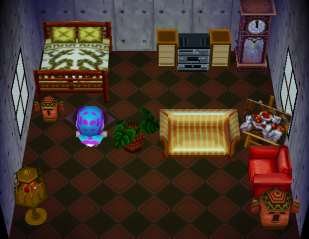Interior of Purrl's house in Animal Crossing