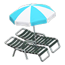 Beach Chairs with Parasol (Black - Aqua & White) NH Icon.png
