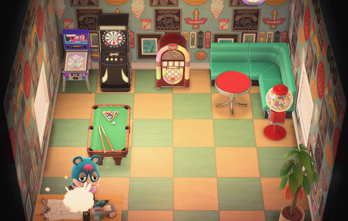 Interior of Rodney's house in Animal Crossing: New Horizons