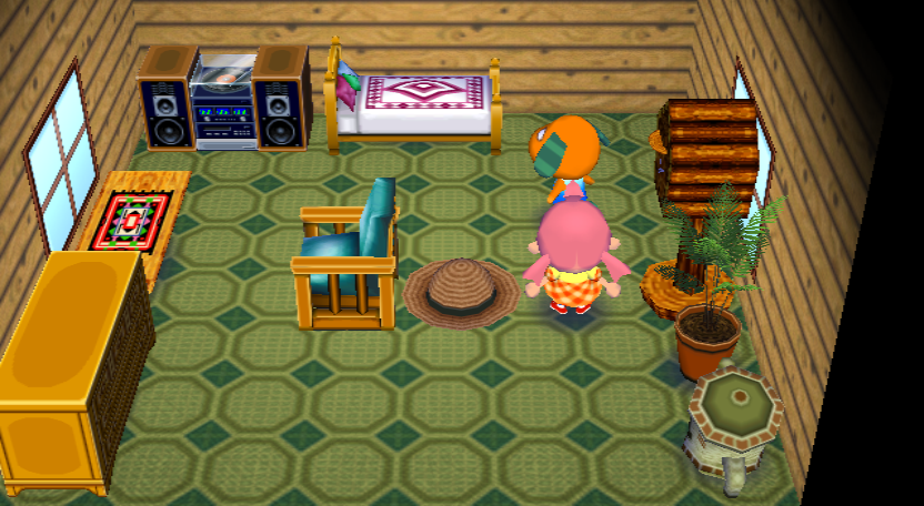 Interior of Biskit's house in Animal Crossing: City Folk