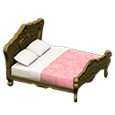 Elegant Bed (Gold - Pink Roses) NH Icon.png