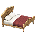 Elegant Bed (Light Brown - Damascus-Pattern Red) NH Icon.png