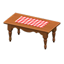 Ranch Tea Table (Dark Brown - Red Gingham) NH Icon.png