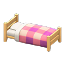 Wooden Simple Bed (Light Wood - Pink) NH Icon.png