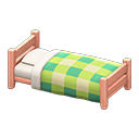 Wooden Simple Bed (Pink Wood - Green) NH Icon.png
